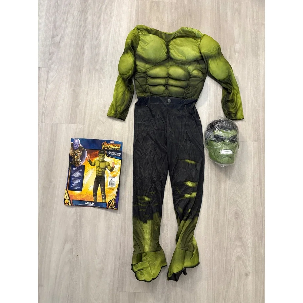 Avengers Infinity War Hulk Muscle Chest Costume Padded Jumpsuit & Mask Large